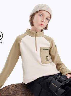 Fila/斐乐| BBC EARTH联名系列男童加绒保暖套头卫衣K12B443236F