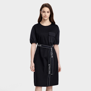 Fila/斐乐女装休闲连衣裙女士柔软舒适日常宽松针织裙F11W434303A