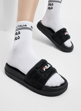 Fila/斐乐DRIFTER运动拖鞋女夏季黑色休闲鞋漂流船F12W422502F