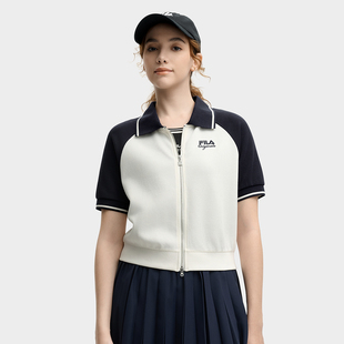 休闲运动短袖 Fila 女子户外时尚 斐乐夏季 针织外套F11W539503F 新款