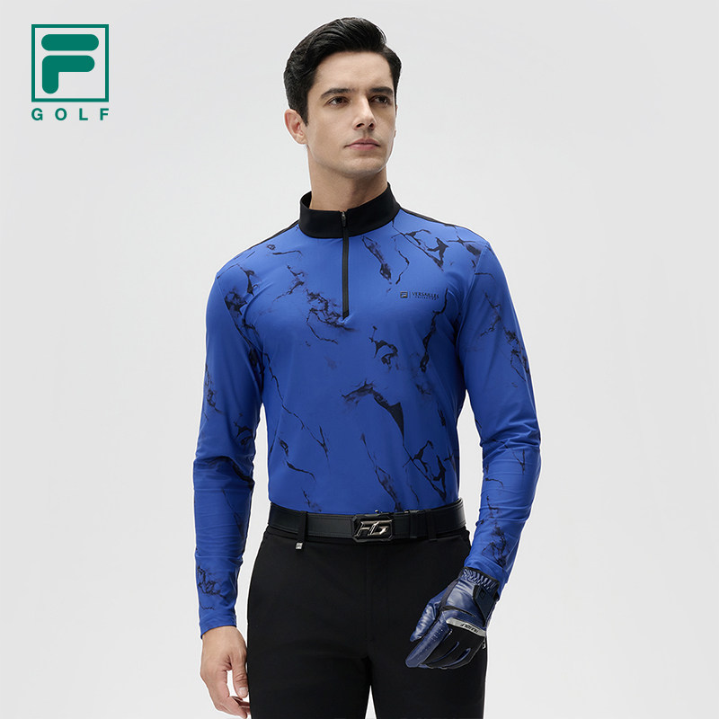 Fila/斐乐男子菁英抗紫外线长袖T恤立领POLO衫A11M435214F