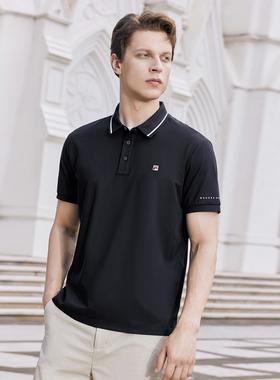 Fila/斐乐男子针织短袖T恤POLO衫25夏季商务凉感上衣F11M421115F
