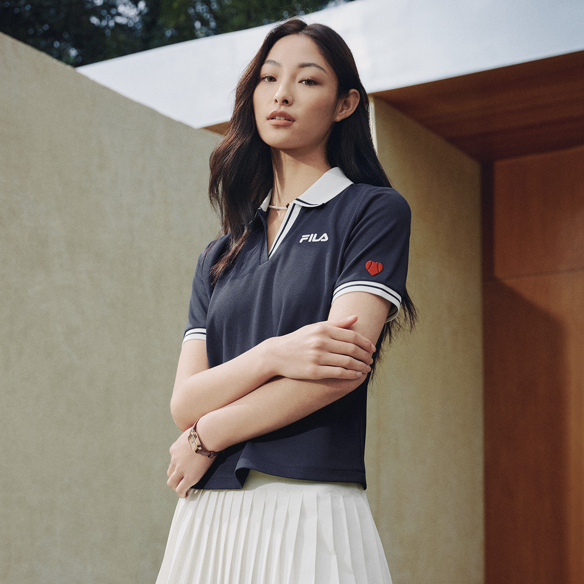 斐乐女速干吸湿网球Polo短袖衫