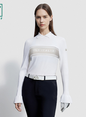 Fila/斐乐秋季新款女子户外高尔夫高智感翻领编织衫A11W345404F