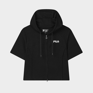 Fila/斐乐女装2025年夏新款时尚运动针织短袖连帽外套F11W529501F