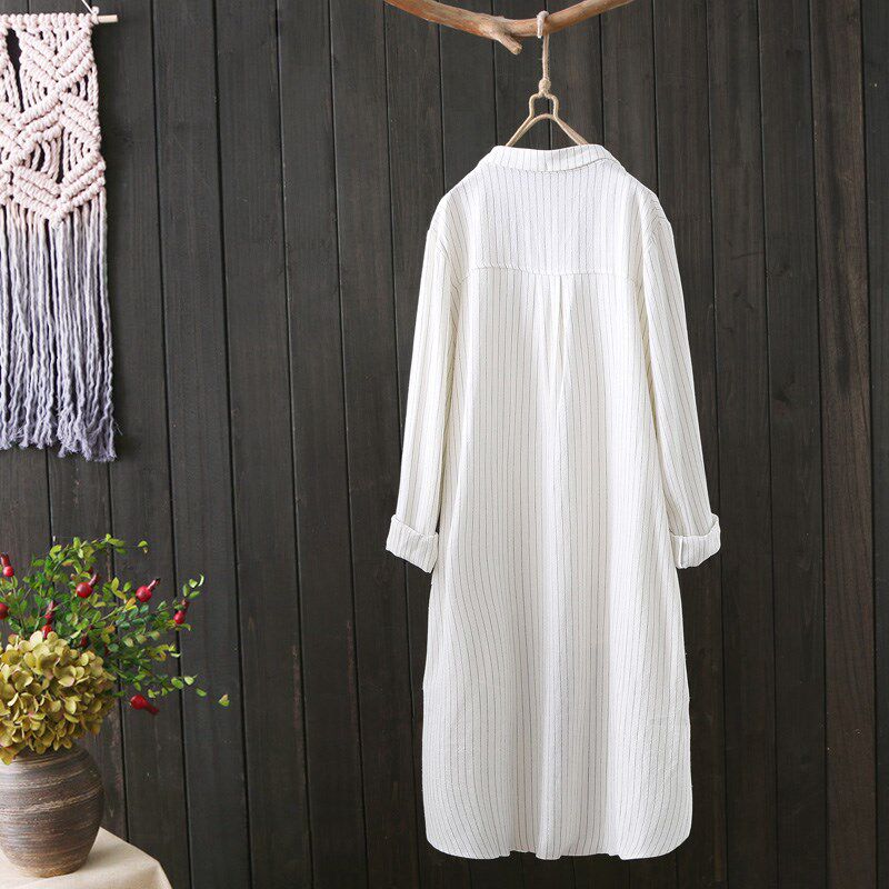 Linen collar female loose long coat cotton shirt with longin the Women's clothing/Boutique , Shirt  category - from Buy2taobao.com to provide professional Taobao agent buy service