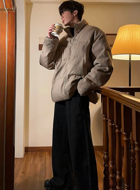 junmanner 划破做旧印花美式复古加厚立领棉衣服秋冬男生棉袄外套