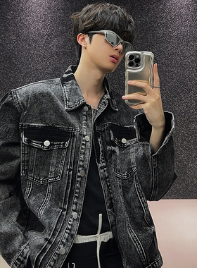junmanner 水洗翻领美式街头潮牌爆款耐磨工装秋冬季男生夹克外套