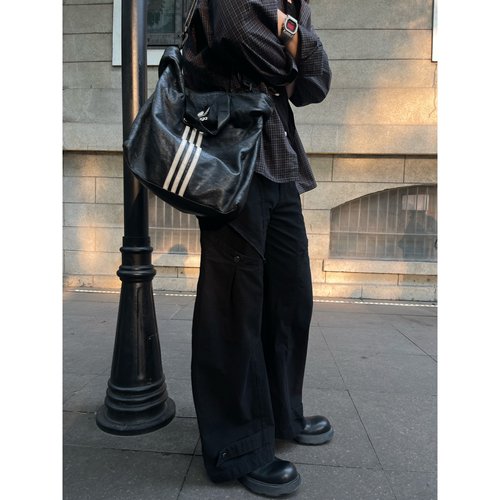 junmanner 12/15 10:00 斜位切割 黑色弯刀休闲牛仔裤