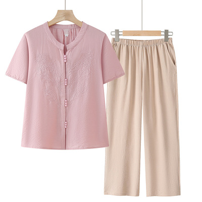 妈妈夏装2025新款新中式国风小衫