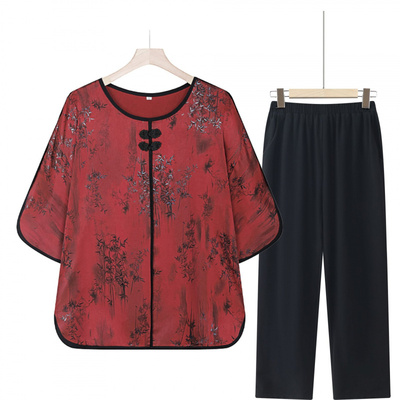 妈妈装夏季新款两件套女中老年人