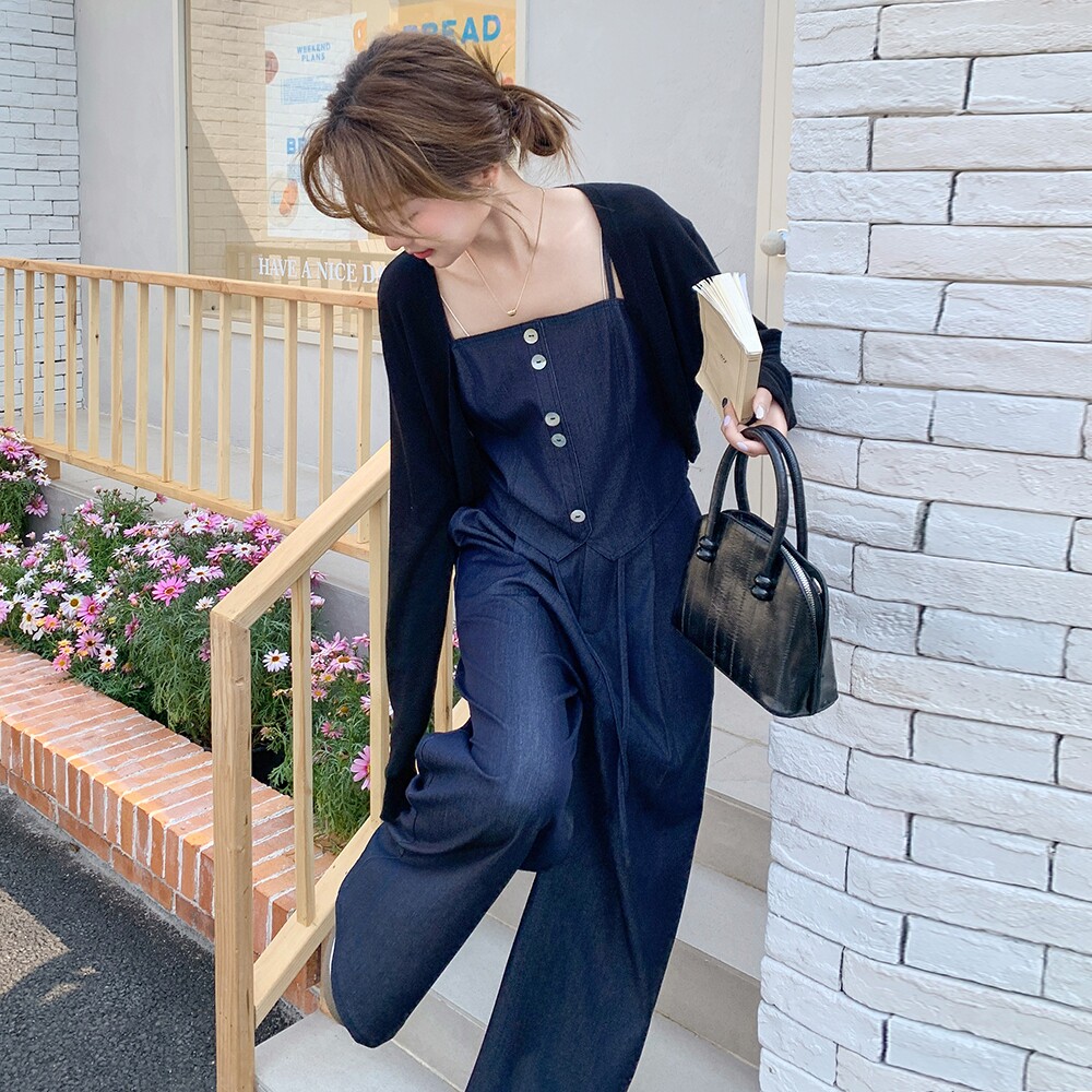 减龄氛围感吊带阔腿裤套装女夏又酷又飒三件套时尚显瘦爆款高级感,女装套装/套裙,2C318