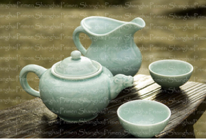 内项－台湾安达窑「玄兽壶」青瓷茶具组套装.质数堂