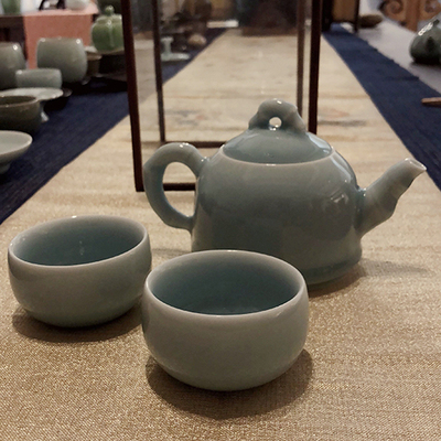 内项轻藏品－〡竹枝子溪仄茶具组」毛丹云纯手工青瓷把玩作品