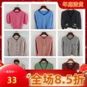 古着秋冬复古欧美格雷简洁慵懒纯色图案羊毛羊绒毛衣