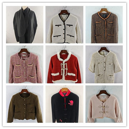 古着秋冬季欧美名缓百搭粗花呢中长款小香风外套女1526-1555