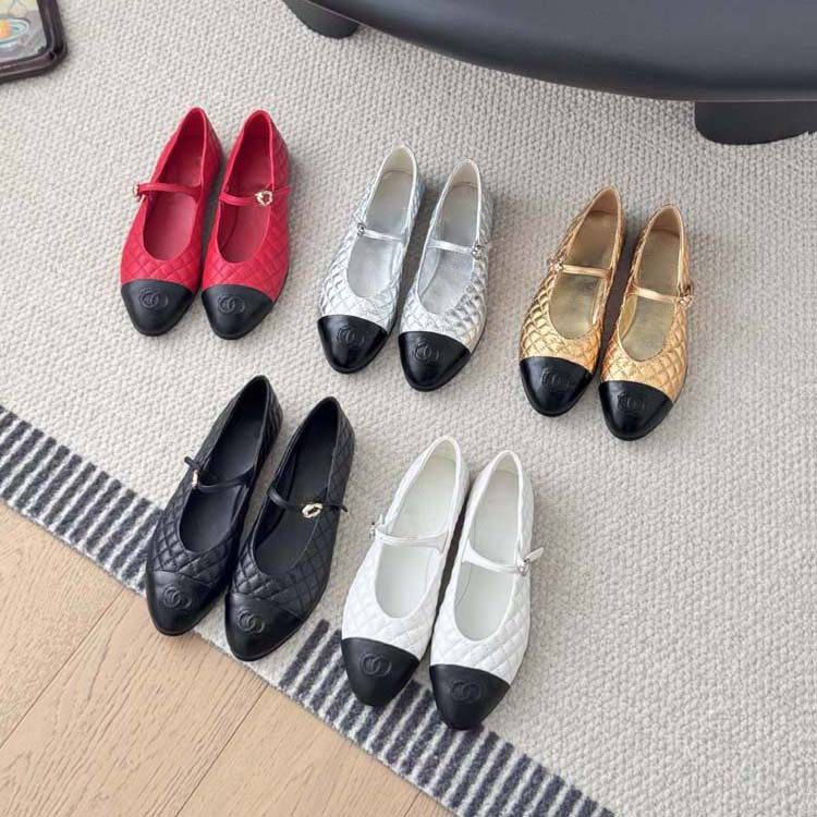 2026春季新款小香风真皮菱格玛丽珍鞋女一字扣带拼色平底芭蕾舞鞋,女鞋,玛丽珍鞋,淘宝优惠券,粉丝福利购,淘宝优惠卷