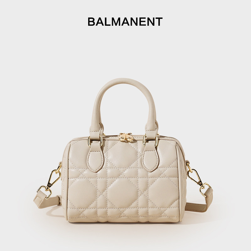 巴玛特菱格手提波士顿包女2026新款真皮小众轻奢单肩斜跨腋下包,箱包皮具/热销女包/男包,通用款女包,淘宝优惠券,粉丝福利购,淘宝优惠卷