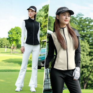 25秋冬新款高尔夫女装马甲女士衣服冬装外套女款户外运动背心套装
