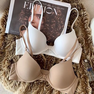 光面无痕前扣内衣女小胸聚拢薄款有钢圈运动防下垂大胸显小文胸罩
