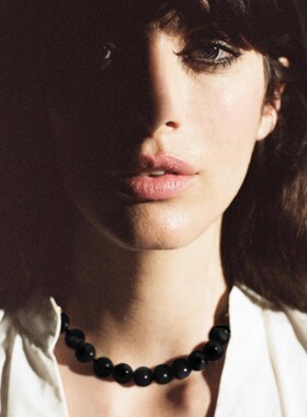 僵硬猫黄铜串珠情侣黑大珠