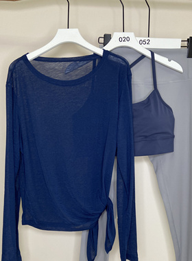 C.CYA高级感瑜伽服套装女透明网纱罩衫Y字背心健身跑步运动套装夏