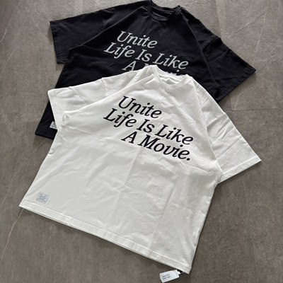 UNITELIFE25SS主线 270g纯棉“人生如戏”slogan宽松短袖T恤百搭