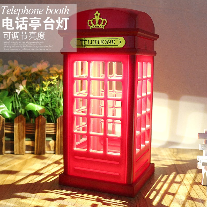 创意英国邮筒台灯 带存钱罐功能迷你LED小夜灯触摸式感应灯英伦风