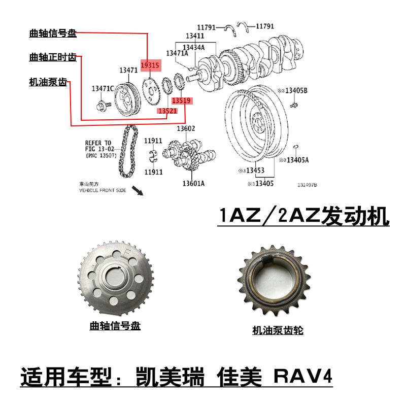 凯美瑞曲轴信号盘机油泵齿轮