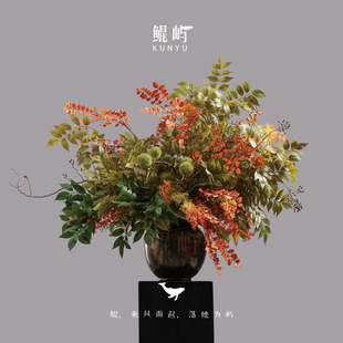 绿缕殊调 高级感花艺摆件 酒店前台茶室绿植仿真花 新中式 鲲屿