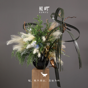 样板间大堂售楼处台面装 翠沧澜 置 度假风手工原创大花 鲲屿