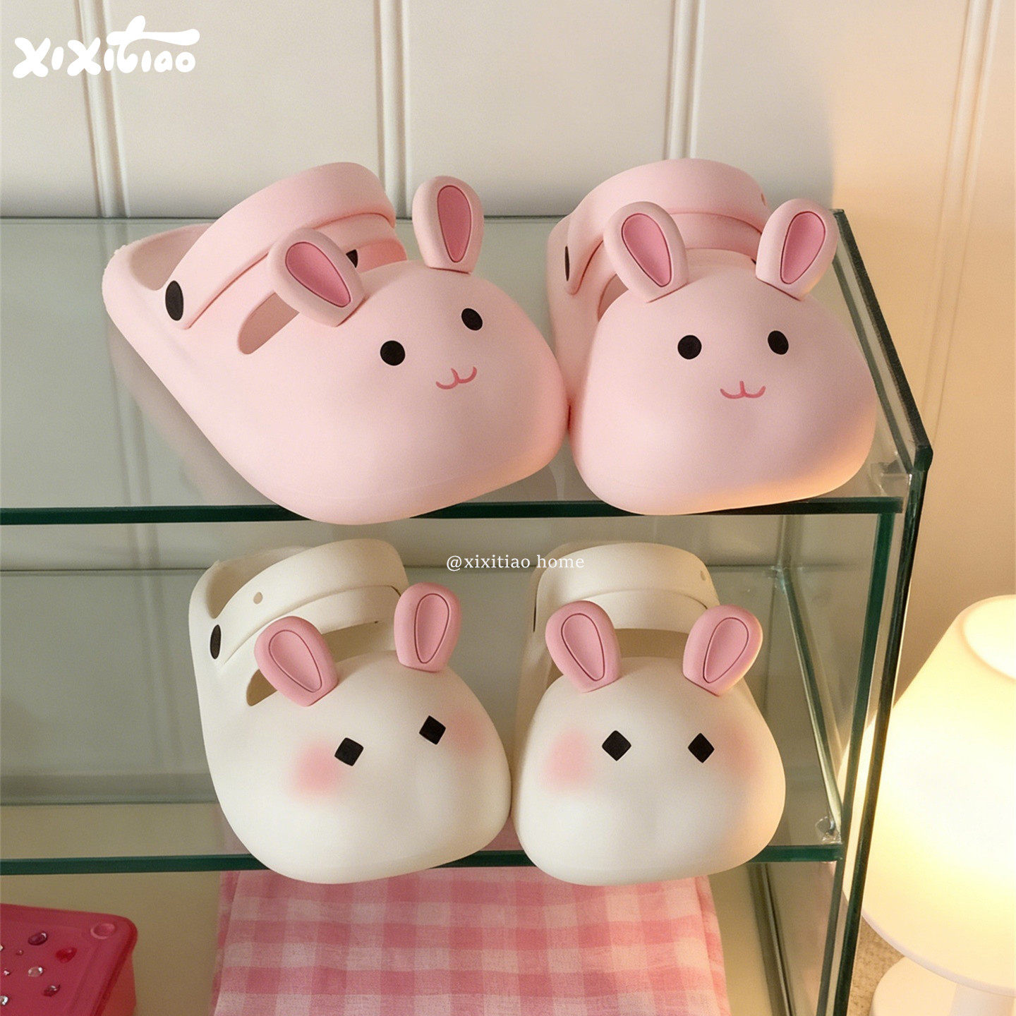 细细条 软萌小兔子鞋玛丽珍包头防撞洞洞鞋女夏防滑厚底沙滩凉拖