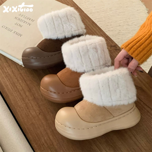 细细条保暖儿童毛毛领雪地靴
