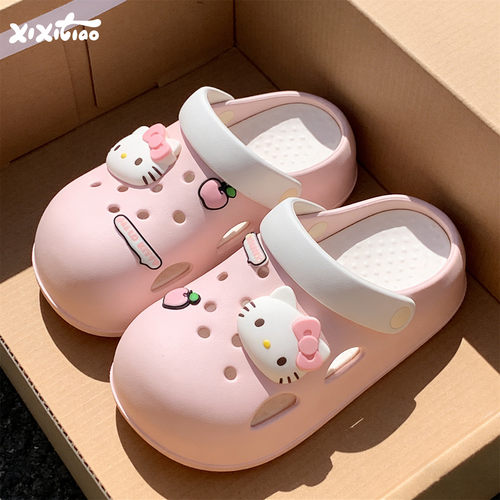 细细条三丽鸥HelloKitty洞洞鞋