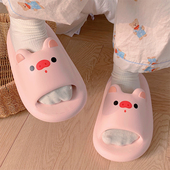 可爱小猪踩屎感EVA防滑软厚底居家拖鞋 女夏季 少女心凉拖鞋 细细条