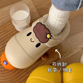细细条 室内外穿防滑保暖可爱月子鞋 可拆卸清洗防水棉拖鞋 女冬季