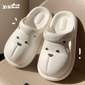 夏eva两穿软底防滑休闲沙滩凉鞋 细细条 软萌小熊亲子包头拖鞋 男女