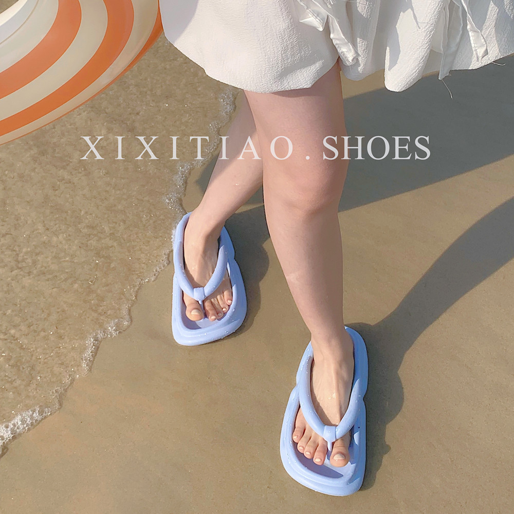 细细条 踩屎感EVA厚底人字拖女士夏季防滑外穿海边沙滩夹脚凉拖鞋