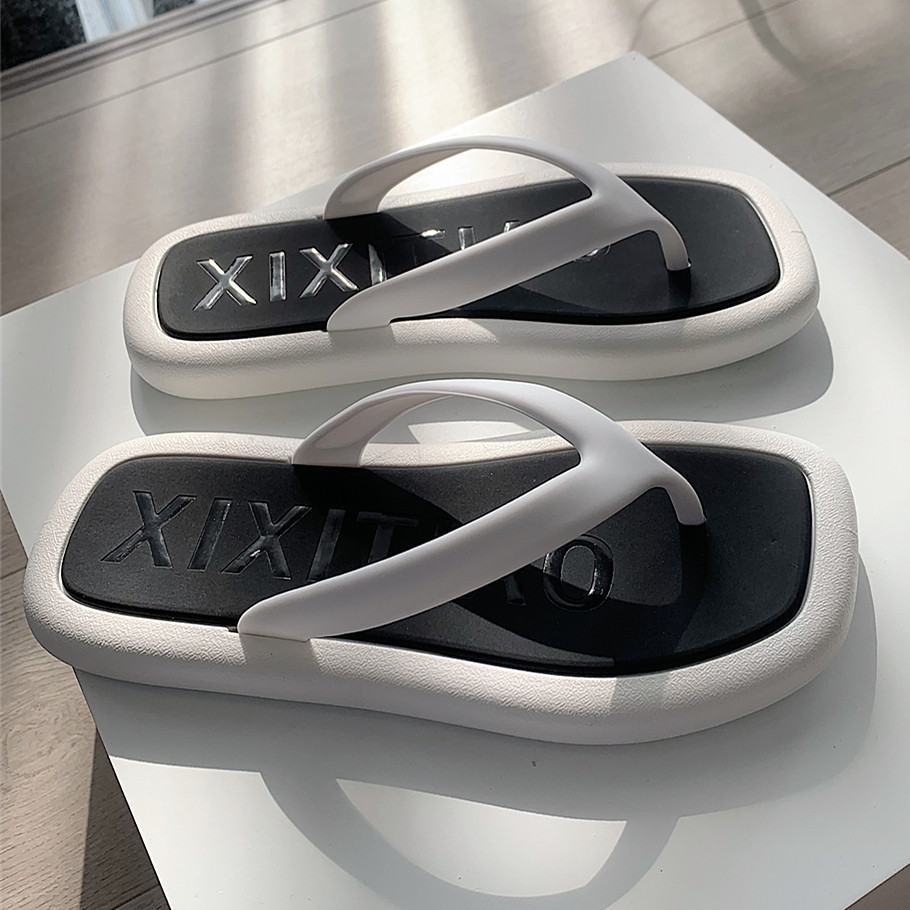 细细条 情侣休闲外穿人字拖夏季ins潮防滑软底时尚男女拼色沙滩鞋,女鞋,人字拖,淘宝优惠券,粉丝福利购,淘宝优惠卷