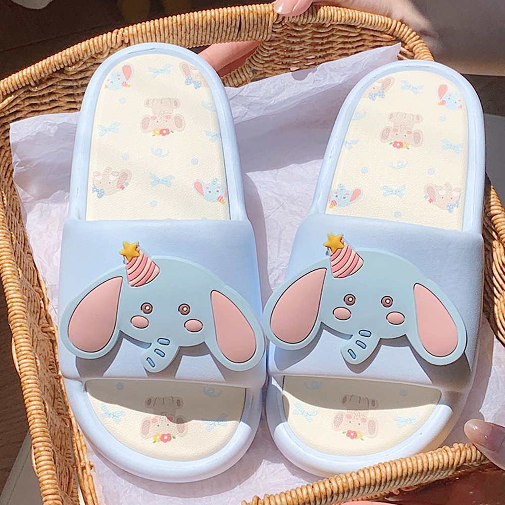 细细条创意软萌小象防臭室内凉拖