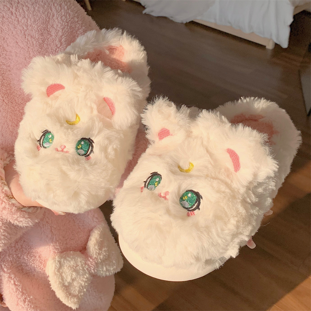 细细条 卧室家居保暖月子软底鞋女秋冬季ins少女心可爱小猫棉拖鞋