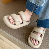 面包凉拖鞋 男女夏季 户外穿防滑eva厚底沙滩鞋 细细条 百搭双带凉鞋