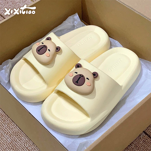 细细条卡皮巴拉水豚情侣凉拖鞋