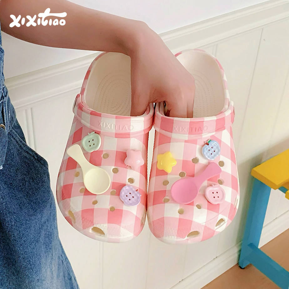 细细条diy彩色汤匙包头凉拖鞋