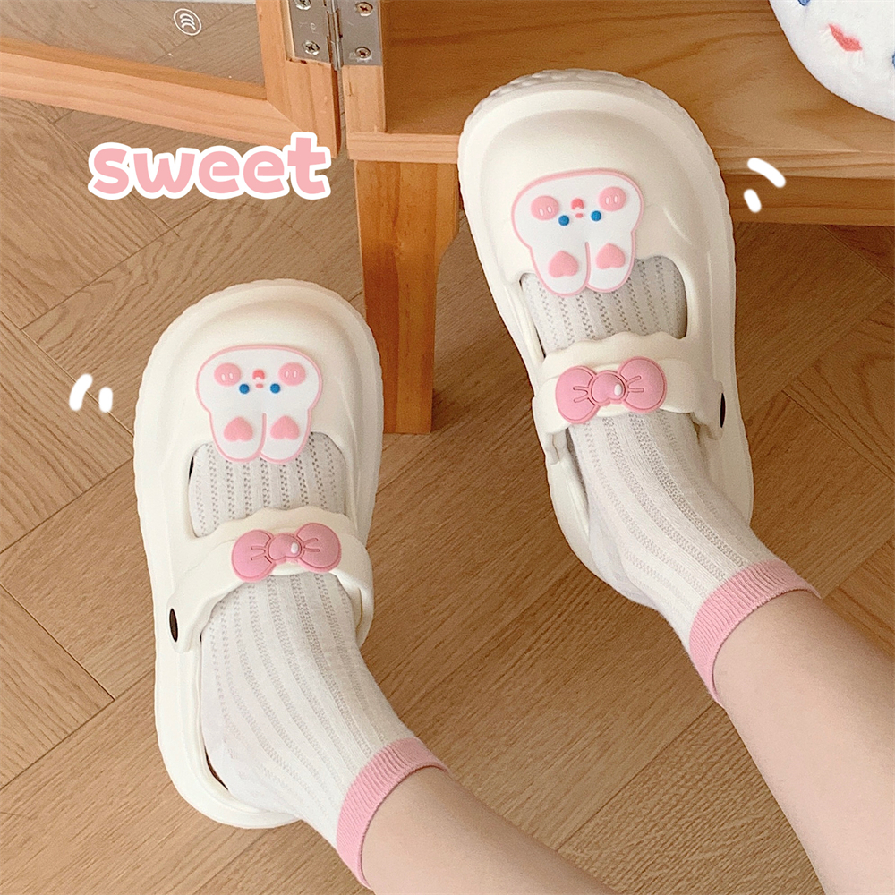 细细条甜美可爱小兔子包头凉拖鞋