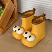 通用亲子休闲防滑ins可爱中筒雨鞋 细细条 外穿防水成人雨靴女四季