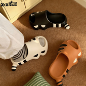 细细条 女 小老虎拖鞋 夏季 eva软厚底防滑足弓凉拖居家外穿ins个性