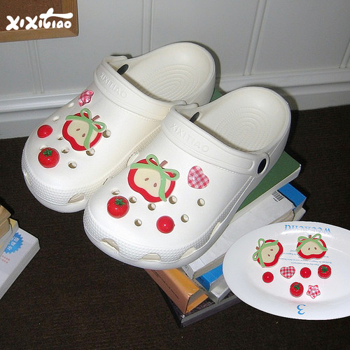 细细条可爱DIY苹果番茄洞洞鞋扣