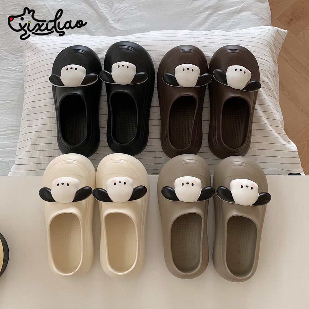 细细条 可爱小狗包头半拖鞋ins春夏外穿防滑防水雨鞋丑萌大头鞋女,女鞋,包头拖,淘宝优惠券,粉丝福利购,淘宝优惠卷