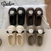 丑萌大头鞋 ins春夏外穿防滑防水雨鞋 女 可爱小狗包头半拖鞋 细细条